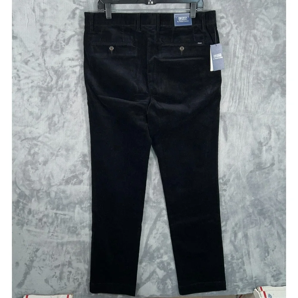 Polo Ralph Lauren Corduroy Chino‎ Pants Mens 35x32 New Black Straight Slim Fit